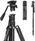 SmallRig CT180 Video Tripod, 72" Camera Tripod Monopod with Fluid Head, Aluminum Camera Tripod, 360° Panorama Fluid Head for Travel, Video, Live Streaming, Vlogging- 3760B by SmallRig