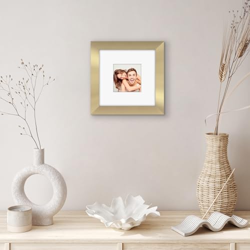 Americanflat 8x8 Picture Frame - Matted to 4x4 - Engineered Wood - Gold - Image 6