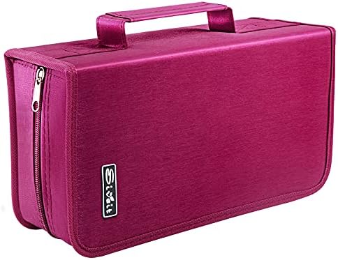 Siveit DVD Case, 128 Capacity CD/DVD Case Wallet Binder Storage Holder Booklet for Car Home Office and Travel (White binder, Rose) by Siveit