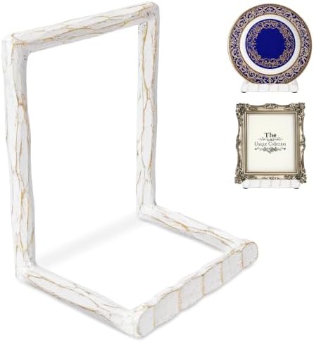 BEGINS Plate Stands for Display Hand-Forged, Solid Vintage 8-Inch Plate Display Stand, Decorative Metal Plate Holder for Book, Platter, Plaque, Photo Frame, Tabletop Art (White) by BEGINS