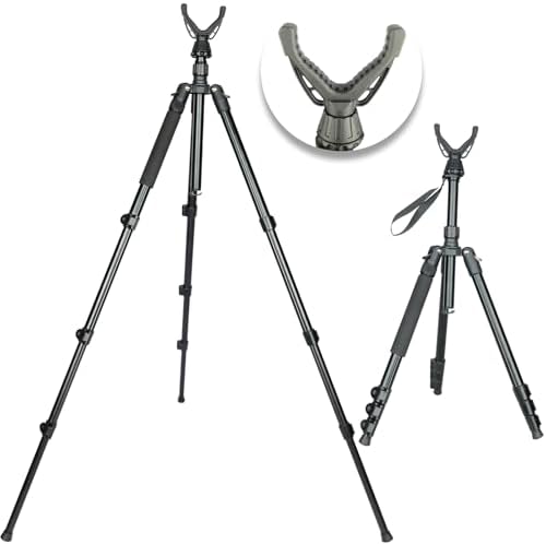 Adjustable Shooting Tripod for Rifles Shooting Stick Level-Lock 3-in-1 Tripod Monopod Bipod, 22.8″-61″ Height, Lightweight Aluminum Alloy with Carrying Bag, Stable Rifle Rest for Hunting & Outdoor by Jalarox
