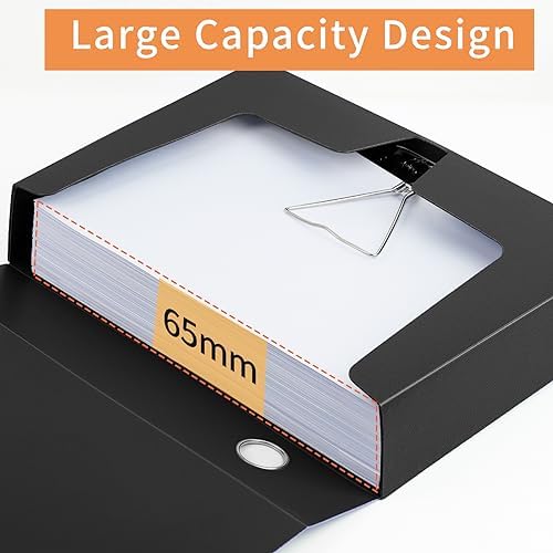 HUA JIE 2 Pack A4 Storage File Boxes Archives Case,65mm Spine-Black - Image 2