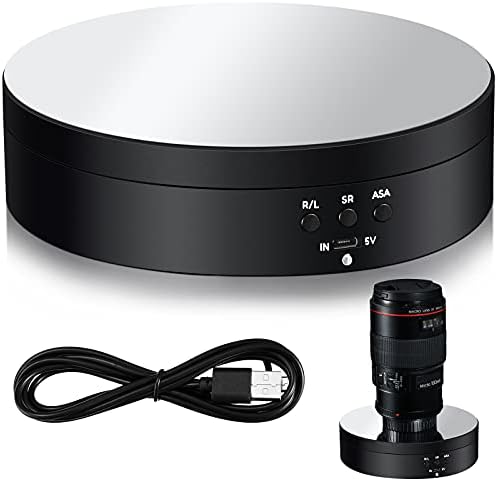 Hicarer 360 Rotating Display Stand Turntable USB Powered,, Black, Mirror by Hicarer