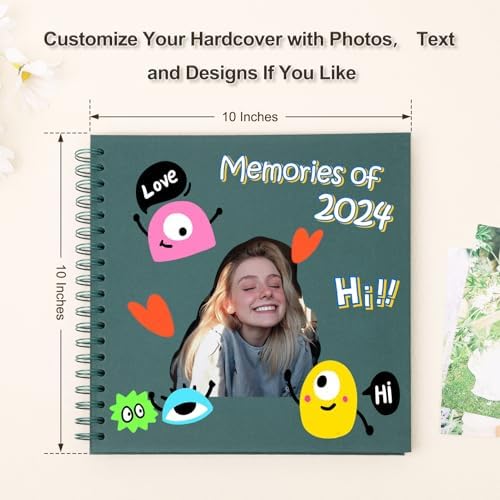 Scrapbook Album 10x10 Inches 40 Pages Hardcover Kraft Paper Green - Image 3