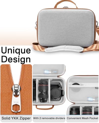 RAIACE Hard Carrying Case Compatible with Canon EOS Rebel T7/ T100/ T6/ R100/ R50/ R5/ R7/ R8, for Sony, for Nikon Camera. Large Capacity Camera Bag for Lens, Cables, Cards and Accessories. - Gray - Image 4