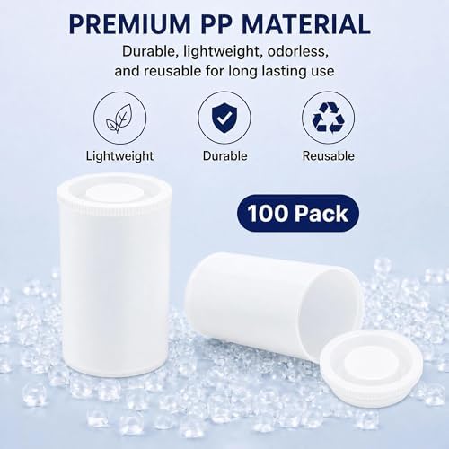 Yudylg 100 PCS Plastic Film Canister Holder with Film Canisters with Caps, 35mm Film Canister Set, Film Canisters for Rockets, Film Storage, White - Image 4