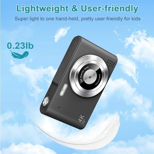 Digital Camera, Camera for Kids, UHD 4K 48MP Point and Shoot Digital Cameras with 64GB SD Card and 16X Digital Zoom Anti Shake, Compact Portable Small Gift for Boys Girls Students, Black - Image 7