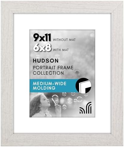 Americanflat 9x11 Picture Frame - Matted to 6x8 - Engineered Wood - White by Americanflat