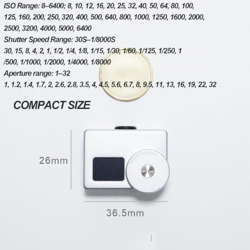 Camera Light Meter, Photographic Light Meters, 30° Average Exposure Metering, One-Click Light Meter Real-time Metering, Adjustable Shoe Seat Position Design, for Vintage Silver - Image 4