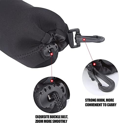 Medium Size Waterproof Drawstring Lens Pouch Black Neoprene DSLR Camera Lens Bag Compatible with Sony Olympus Panasonic - Image 3