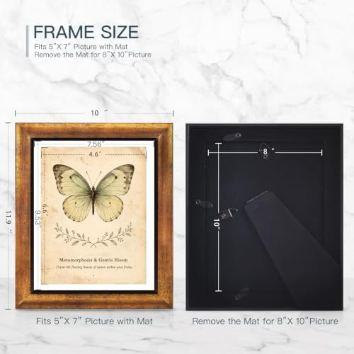 XUANLUO 8x10 Picture Frames Set of 4,Rustic Retro Photo Frame(Gold) - Image 2