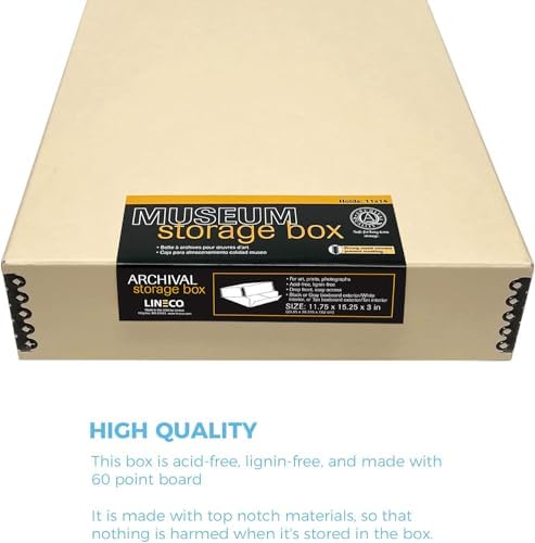 Lineco Museum Archival Storage Box, Drop Front, 11.75x15.25x3 in, Tan - Image 5