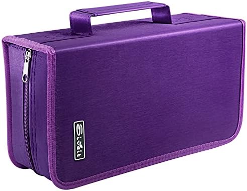 Siveit DVD Case, 128 Capacity CD/DVD Case Wallet Binder Storage Holder Booklet for Car Home Office and Travel (White binder, Purple) by Siveit