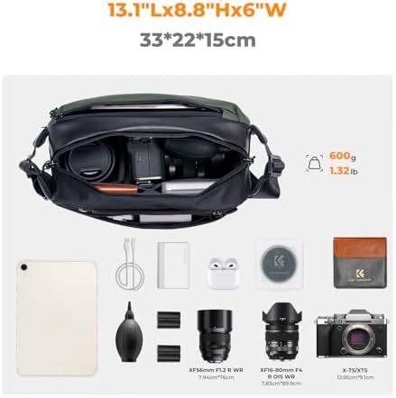 K&F CONCEPT 2 in 1 Camera Sling Bag, Everyday Shoulder Bag - Image 2