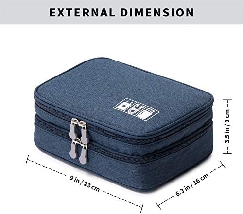 Lanola Travel Cable Organizer Bag, Electronic Accessories Case Portable Double Layer Cable Storage Bag for Cord, Charger, Flash Drive, Phone, SD Card,Personal Items - (Dark Blue) - Image 2