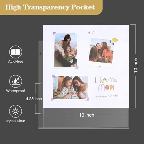 Mublalbum 10x10 Inch 3 Ring DIY Scrapbook Photo Album 40 Pages, Red - Image 4