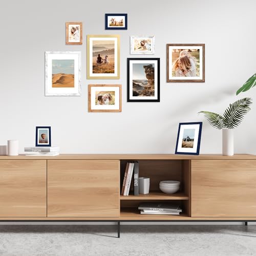 10x14 Picture Frame Set of 2, 10 x 14 Wood Photo Frames with Mat for 8x12 or 30x40cm Diamond Painting Art, Wooden Frame with Real Glass Cover for Wall and Tabletop Display,Distressed White - Image 6