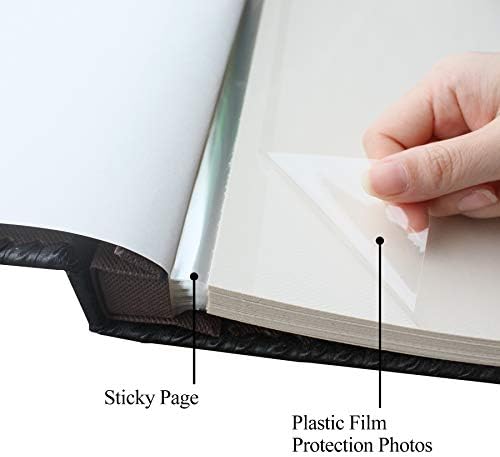 Photo Album Book, Family Album Self Adhesive Scrapbook, Leather Cover, Holds 3x5, 4x6, 5x7, 6x8, 8x10 Photos (Brown) - Image 3