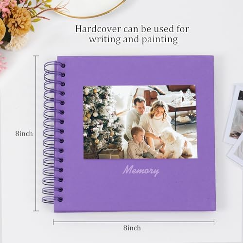 RECUTMS 8x8 Inch Scrapbook DIY Photo Album 60 Page Journal Book Dark Purple - Image 2