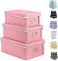 XUCHUN File Storage Boxes, Foldable Storage Bins with Lid 3 in 1 Set, Press-Stud Fastening, Moisture-Proof, Space Saving Storage, Photoes, Files, Closets by XUCHUN