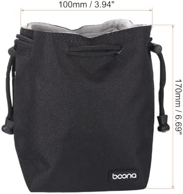 PATIKIL Soft Drawstring Lens Case, Lens Pouch Bag with Cotton Pad 3.94" x 3.94" Thick Fleece Cloth Camera Lens Bag for SLR Lens Water Cups, Black - Image 2