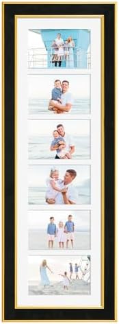 Suede 8x26 Picture Frame Display 6 Opening 4x6 Picture Frames Collage Wall Decor with Mat,Multi Photo Frame for Plexiglass,Wall Decor,1Pack,Black - Image 3