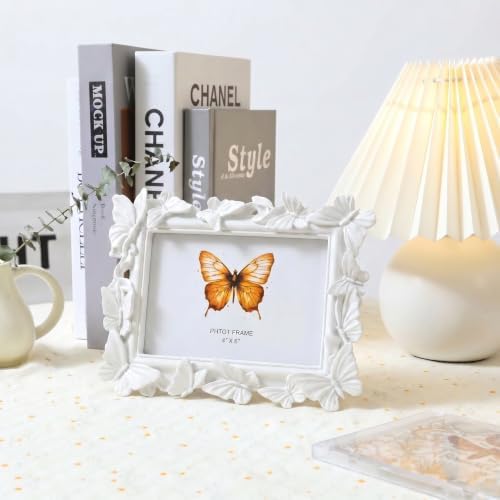 White 4x6 Vintage Picture Frames Golden Butterfly Elegant Retro European Design, Antique Photo Frame for Wall Hanging and Tabletop Display, Retro Design Home Decor - Image 4