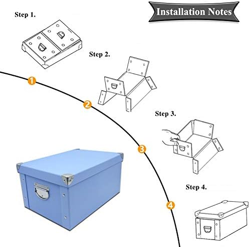 GUOZI Collapsible Storage Box, Decorative Memory Box with Lid & Metal Reinforced Corners, Cardboard File Bin with Handles, Organizer Gift Box for Keepsake Toy Photos Office Nursery Wardrobe Bookshelf - Image 7