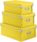 SEEKIND storage box with Lids,3 in 1 Set,Plastic,with Handles,Press-Stud Fastening,Moisture-proof,Foldable for Space Saving Storage,for Clothes,DVD,Blankets (Yellow) … by SEEKIND%2C+Professional+Office+Products+Supplier.