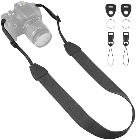 Universal Camera Strap - Camera Neck Strap, Adjustable Shoulder Straps Compatible with Canon, Fujifilm, Nikon, Olympus, Panasonic and other SLR and mirrorless cameras - Black by OIAWH