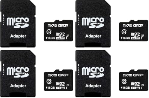 INLAND Micro Center 16GB Class 10 Micro SDHC Flash Memory Card with Adapter for Mobile Device Storage Phone, Tablet, Drone & Full HD Video Recording - 80MB/s UHS-I, C10, U1 (4 Pack) by INLAND