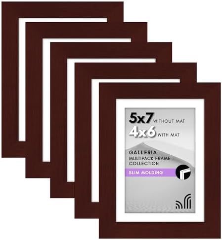 Americanflat 5x7 Picture Frame 5-Pack - Matted to 4x6 - Mahogany by Americanflat