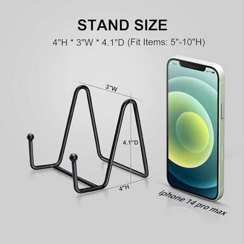 Kruodop 5 Pack Plate Stands for Display, 4 Inch Plate Holder Display Stand, Metal Frame Holder Stands for Book, Pictures, Photo Easel, Tabletop Art - Image 2