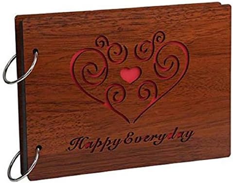 Gesteh DIY Scrapbook Album 8 X 6 inches with 1PC Photo Corner Sticker Album Wood Cover Picture scrape Book for Anniversary Wedding Guest sign in Book new born babies Couples Graduation(Happy Everyday) by zmgmsmhendlessefforts