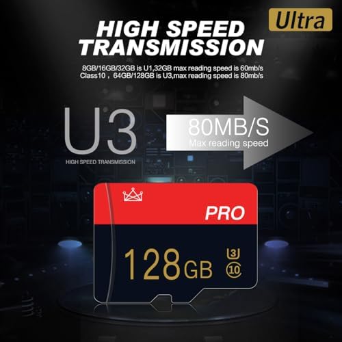 2 Pack Micro sd Card 128GB Class 10 with Adapter High Speed Memory Card for Tablet, Drone - Image 2