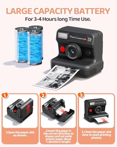 CalineGam Kids Instant Print Camera, 1080P HD Dual Lens with 32GB Card | 2.4" Screen Kids Camera with 3 Paper Rolls, 16X Zoom, Christmas Birthday Gifts for Girls and Boys Age 3-12 - Image 6