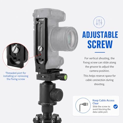 DSLR Camera L-Bracket, Vertical & Horizontal Switching Quick Release Plate, Compatible with Canon Nikon Sony DJI Osmo Ronin Zhiyun Stabilizer, Tripod & Monopod - Image 4