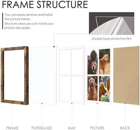 DUENPY 12x16 Collage Frame For 4 5x7 Photos Brown - Image 3