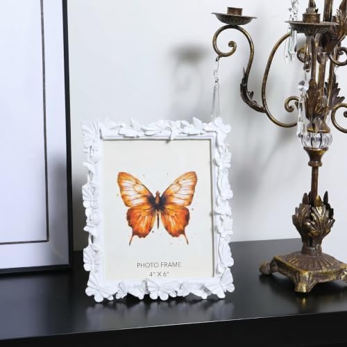 White 8X10 Vintage Picture Frames Gold Butterfly Elegant Retro European Design, Antique Photo Frame for Wall Hanging and Tabletop Display, Retro Design Home Decor - Image 4