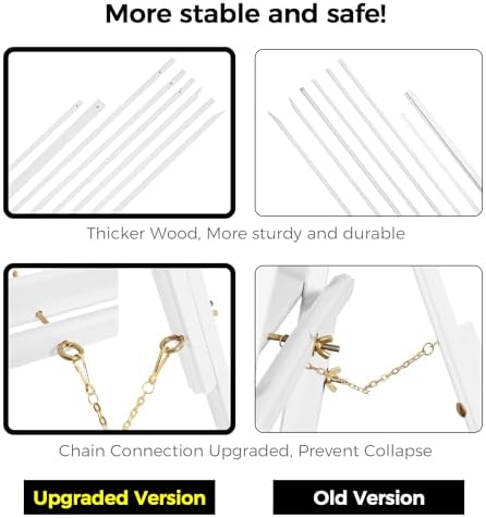 VISWIN 3Pcs 63" White Easel Stand for Wedding Signs, Adjustable Wooden Display Easel with Holder, Tripod Floor Easel for Welcome Board, Poster, Picture, Photos, Paintings - Image 7