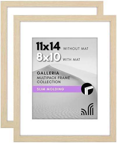 Americanflat 11x14 Picture Frame 2-Pack - Matted to 8x10 - Natural Oak by Americanflat