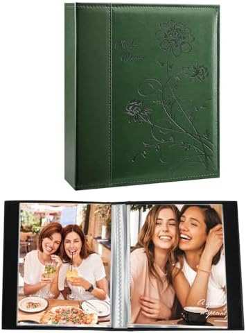 Artmag Small Photo Album 4x6 2 Pack, Each Pack with 50 Clear Pages Holds 50 Vertical Photos for 4x6 Picturs, Artwork or Postcards Storage (Dark Green) by Artmag
