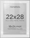 Homeforia 22x28 Silver Poster Frame, High-End Metal, 18x24 Mat, Glass by Homeforia