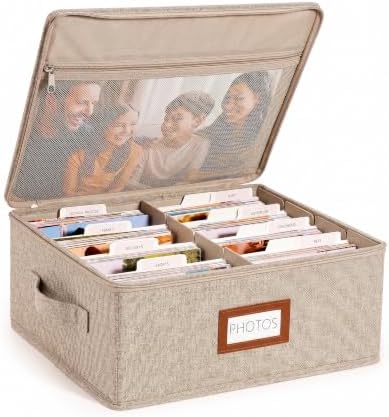 HULISEN Photo Storage Box, Photo Organizer for 2000 4x6 Pictures, Brown by HULISEN