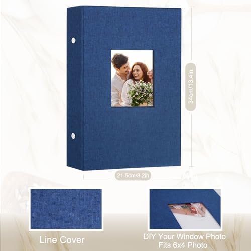 Artmag Fabric Photo Album 4x6 300 Large Capacity for Family Wedding Anniversary Linen Album Holds 300 Horizontal Photos (300 Pockets, Blue) - Image 2