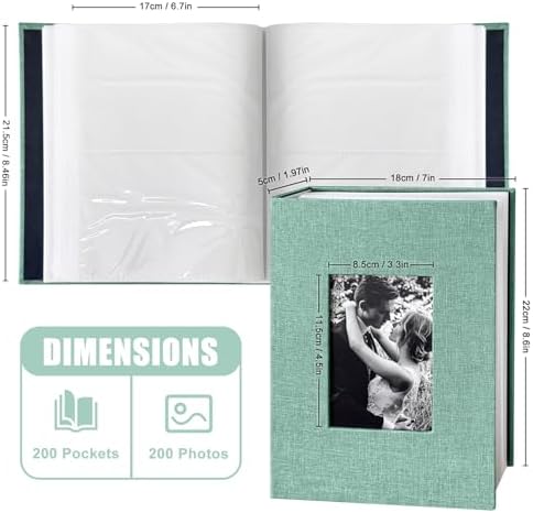 200-Pockets Photo Album 4x6 - Slip-In Picture Album with Linen Cover & Display Window, Vertical Photo Book for Wedding, Family, Baby, Anniversary & Vacation Memories (Holds 200 Photos) - Image 2