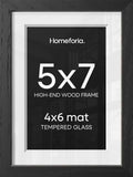 Homeforia 5x7 Black Oak Picture Frame, High-End Wood, 4x6 Mat, Glass by Homeforia
