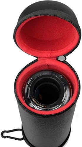 Semi-Hard Lense Case for DSLR Camera Lens (Canon, Nikon, Sony, Pentax, Olympus, Panasonic,etc), Medium Size with Carabiner, Lens Cleaning Wipe (Black Medium) - Image 4