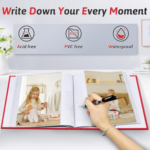 Popotop Photo Album 4x6 100 Photos with Writing Space, Leather Cover Album with Display Picture Window, Photo Book for Wedding Family Baby Gift - Image 3