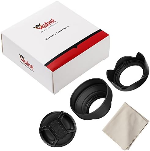 52mm Lens Hood Set, Collapsible Rubber Lens Hood with Filter Thread + Reversible Tulip Flower Lens Hood + Center Pinch Lens Cap + Microfiber Lens Cleaning Cloth - Image 7